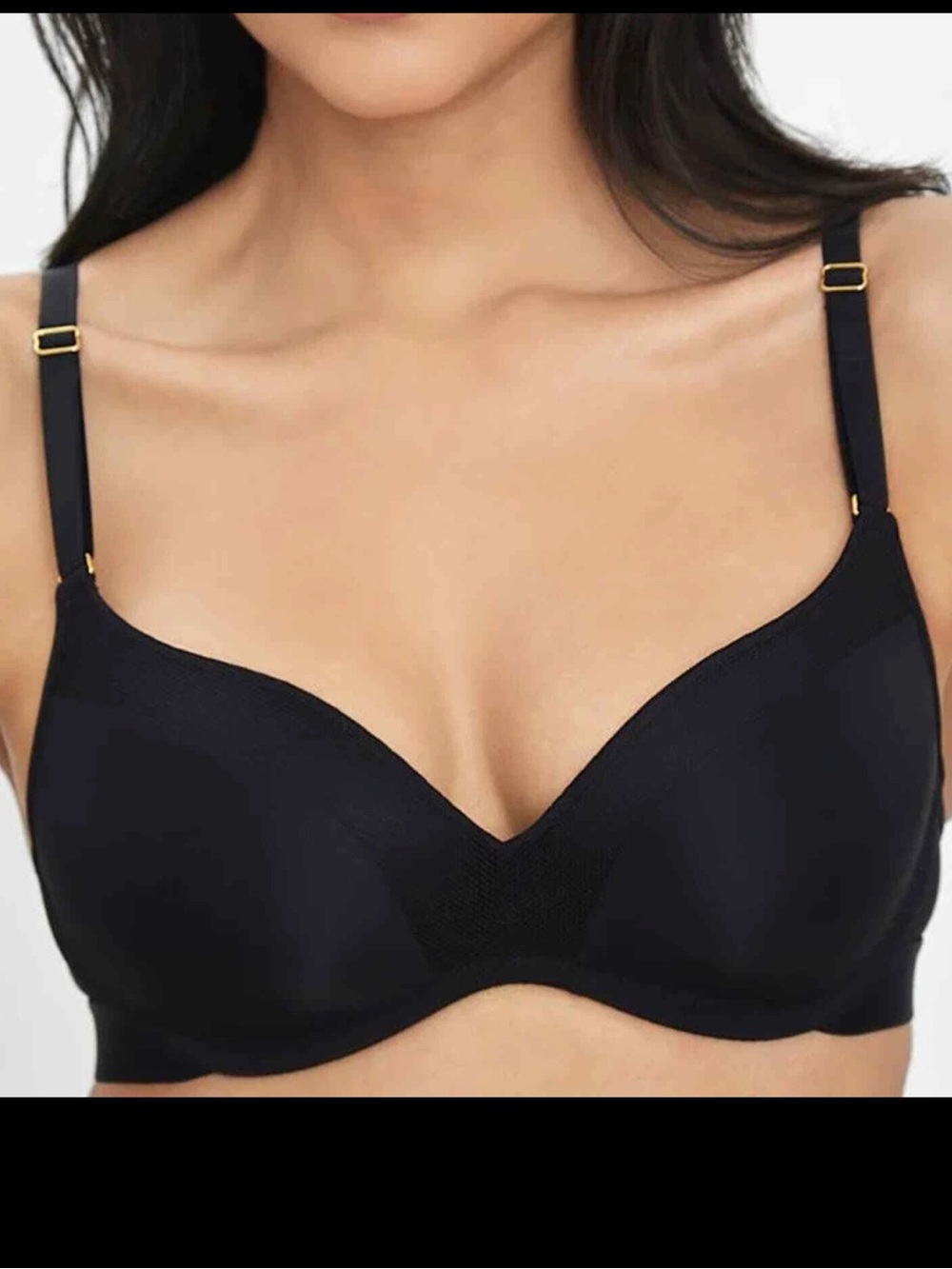 Lively Mesh Trim Padded No Wire Black Bra Push Up Women’s 32DD 32E Sexy